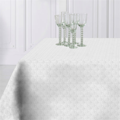 Amigoni Blanco – jacquardgewebte abwaschbare Tischdecke, 160 cm