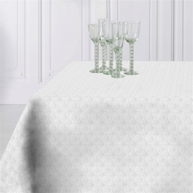 Amigoni Blanco – jacquardgewebte abwaschbare Tischdecke, 160 cm