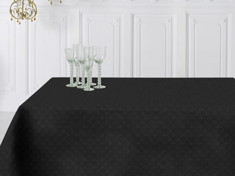 Amigoni Schwarz - jacquardgewebte abwaschbare Tischdecke, 180 cm breit