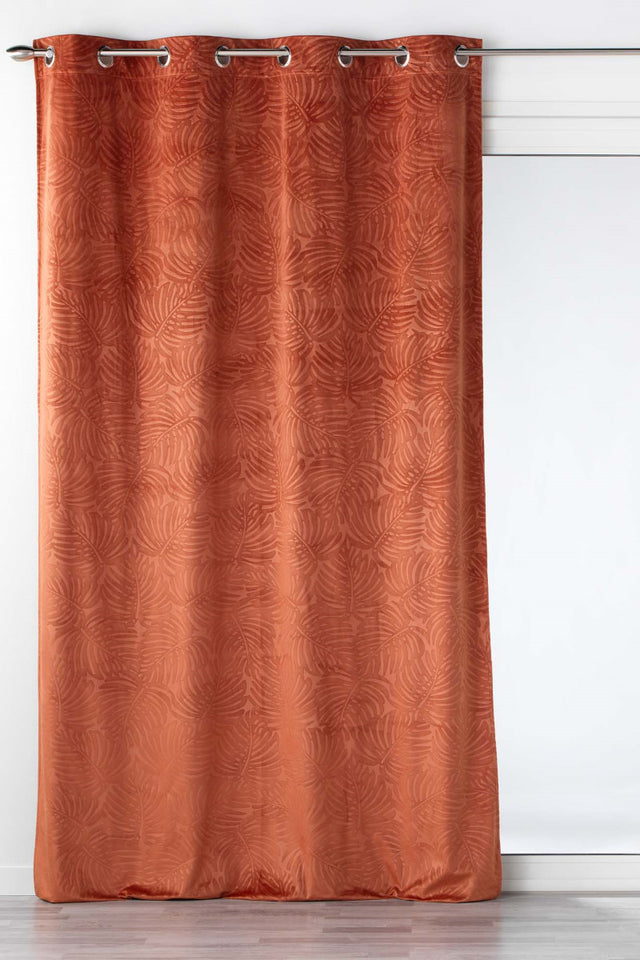 Analia geprägter Velours Terrakotta-Orange – Verdunkelungsvorhang 140 x 240 cm