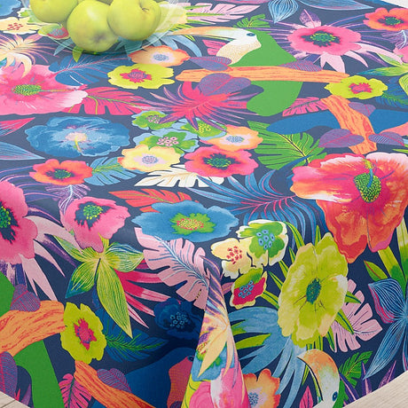 Araca Marine – Abwaschbare Tischdecke mit großen schönen Blumen – 155 cm breit