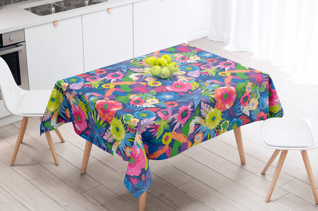 Araca Marine – Abwaschbare Tischdecke mit großen schönen Blumen – 155 cm breit