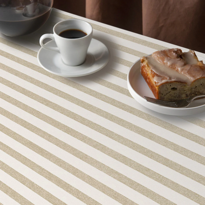 Aria Beige/Offwhite - Runde Wachstischdecke mit Gummizug, Muster
