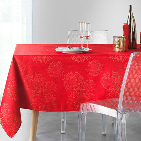 Artifice Rot/Gold – jacquardgewebte Damast Tischdecke mit Fleckschutz – 140 x 300 cm