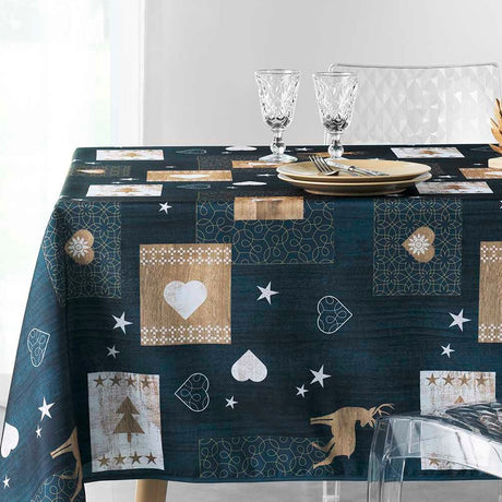 Augustin Blau - Weihnachtstischdecke mit Fleckschutz, 150 x 300 cm