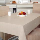 Balance Cake - 160 cm breite Wachstuch Tischdecke mit gestreiftem Muster in Beige