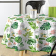 Baleares - Runde Wachstuch-Tischdecke mit Blumen und Blättern, Ø 155 cm
