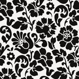 Barock, mattierte Tischfolie transparent mit schwarzen Blumen