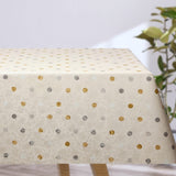 Barok Creme – Wachstuch Tischdecke mit Punkten in Gold und Silber