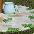 Basilikum Grau - Runde Wachstischdecke mit Gummizug - Für Tisch Ø 60 - Ø 130 cm