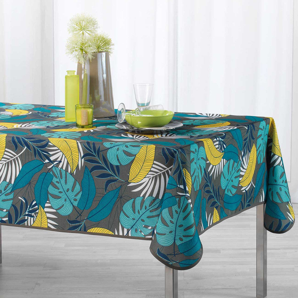 Beauty Jungle Khaki/Gelb, fleckabweisende Tischdecke, 150 x 240 cm