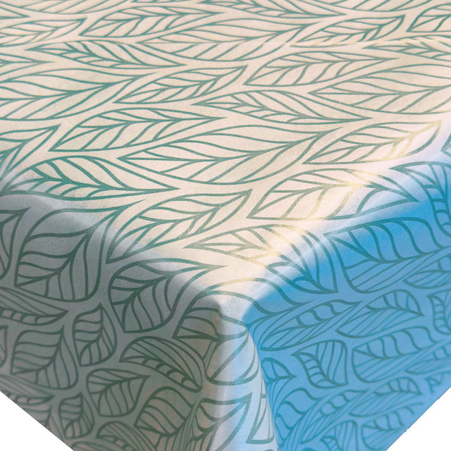 Beech Leaves Hellgrün – PVC-freie Wachstuch Tischdecke mit Blattzeichnungen