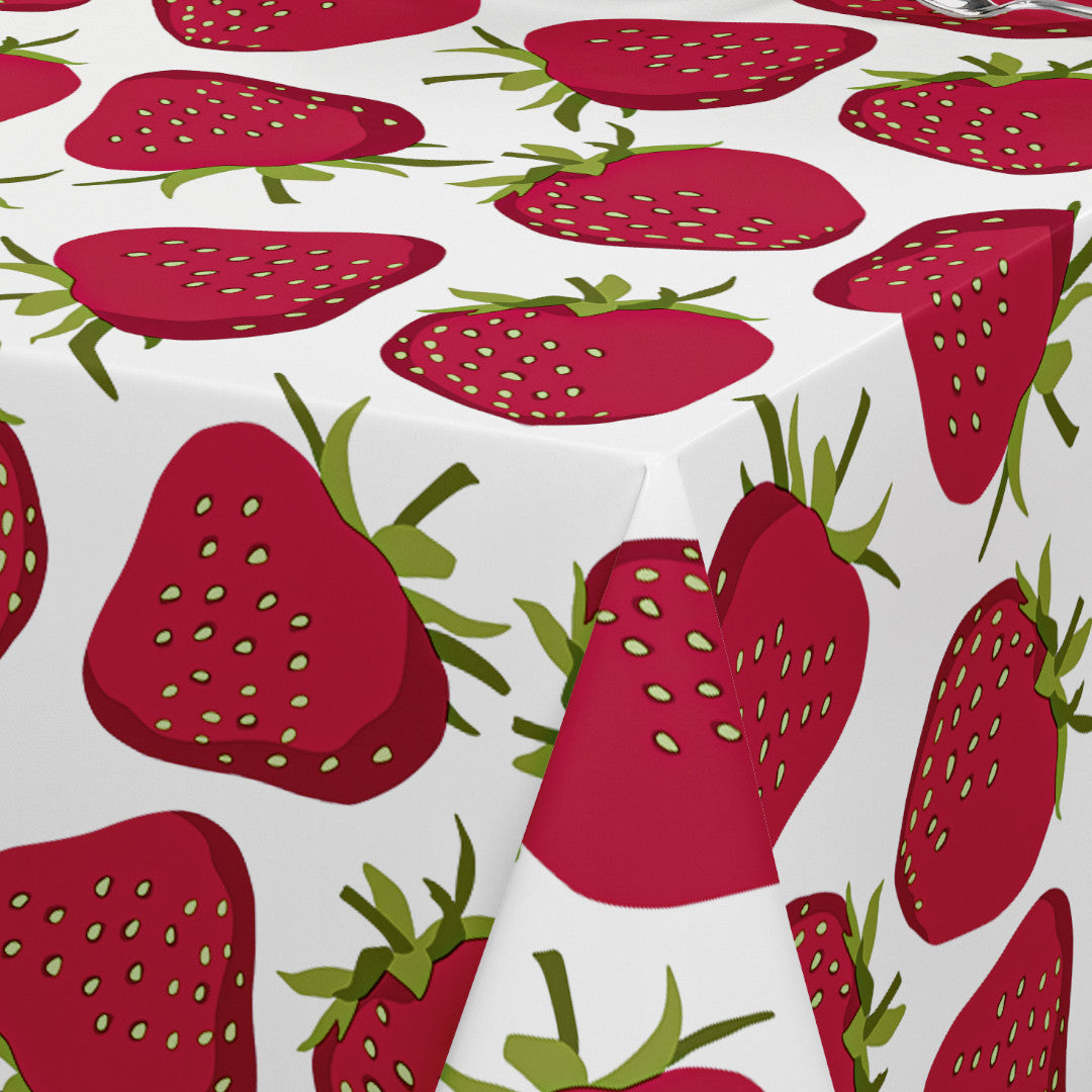 Berry Bliss - Wachstuch Tischdecke mit Erdbeermotiv, Ecke
