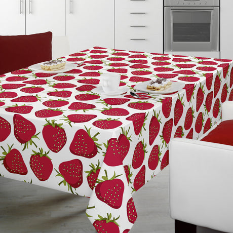 Berry Bliss - Wachstuch Tischdecke mit Erdbeermotiv