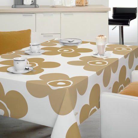 Lola Wachstuch Tischdecke - Big Flower Peanut
