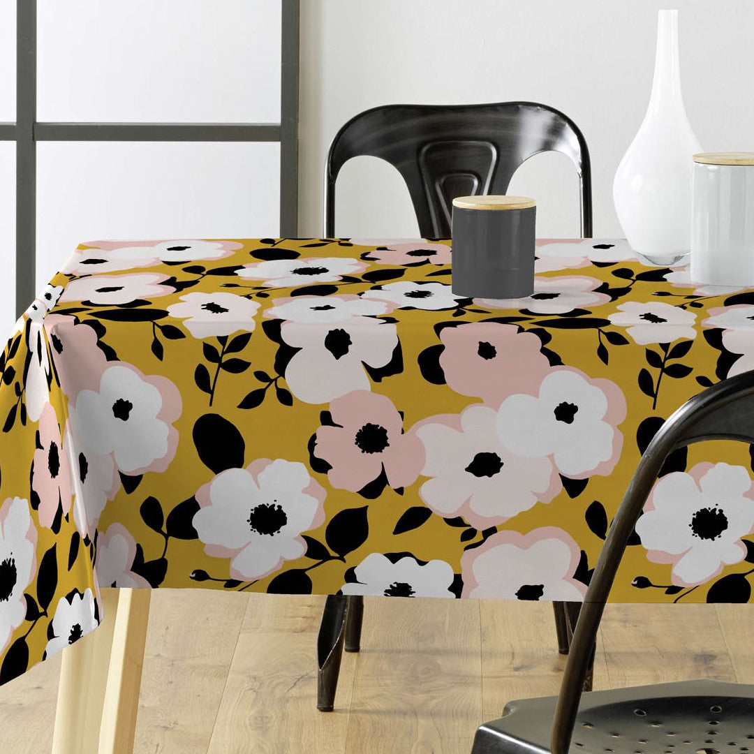 Big Flower Yellov – Wachstuch Tischdecke mit Blumen