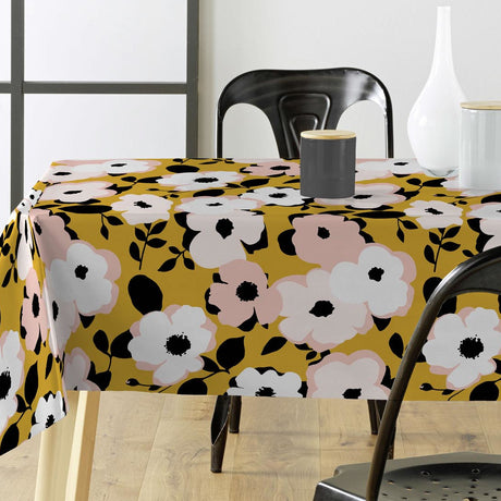 Big Flower Yellov – Wachstuch Tischdecke mit Blumen
