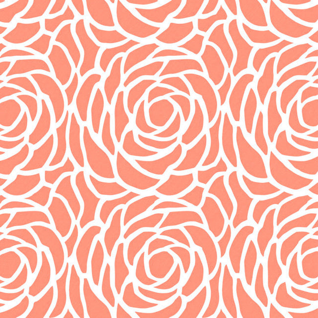Bloom Canteloupe – Wachstuch Tischdecke mit großen Blumen im Strichdesign