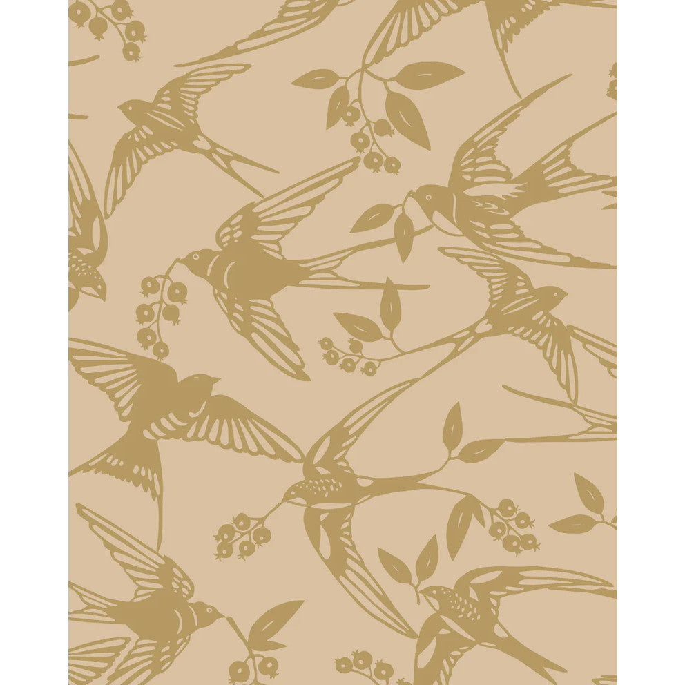 BIRDS Golden - Notes by Susanne Schjerning - abwaschbare Tischdecke mit rutschfester Unterseite