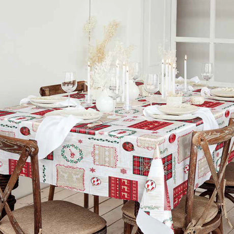 Bjælkeklang – Gemütliche Wachstuch Tischdecke für Weihnachten mit Leinenstruktur