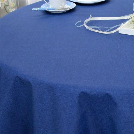 Einfarbige runde abwaschbare Tischdecke in Blau – Dali, 180 cm breit