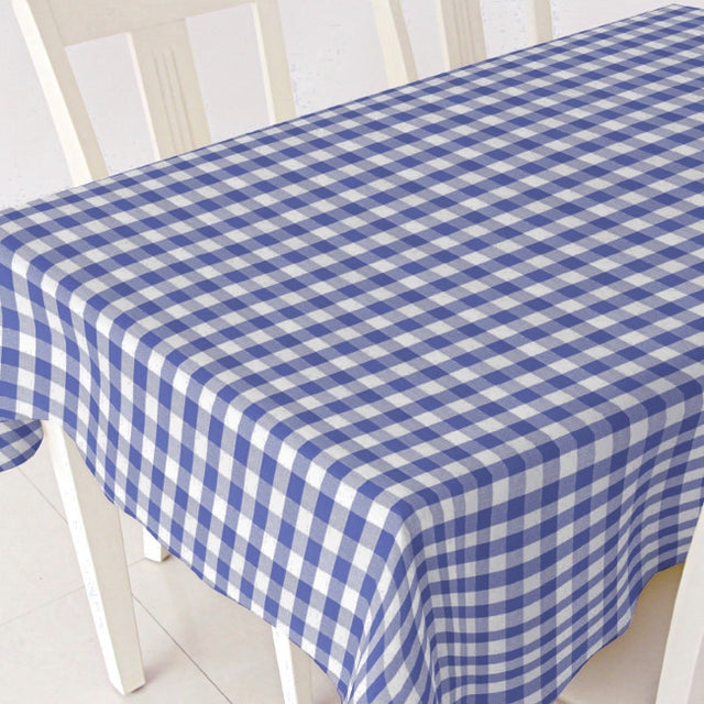 Blau-weiß karierte Wachstuch Tischdecke, 120 cm breit