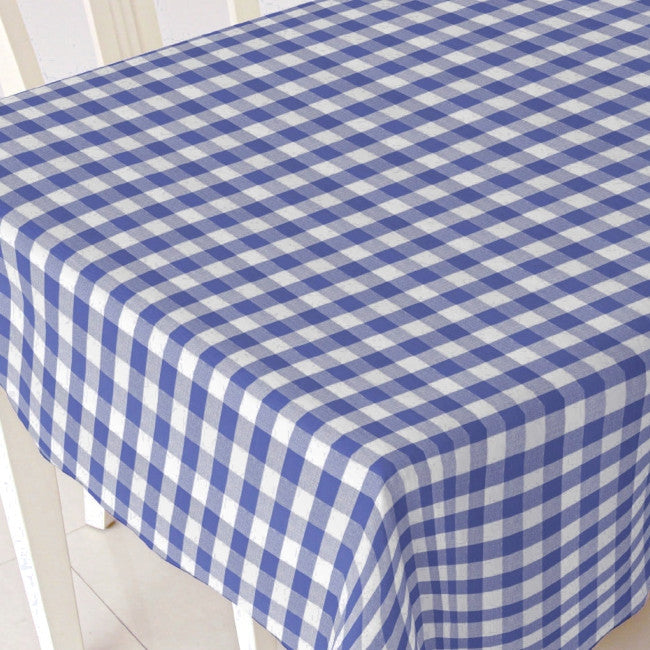 Blau-weiß karierte Wachstuch Tischdecke, 140 cm breit