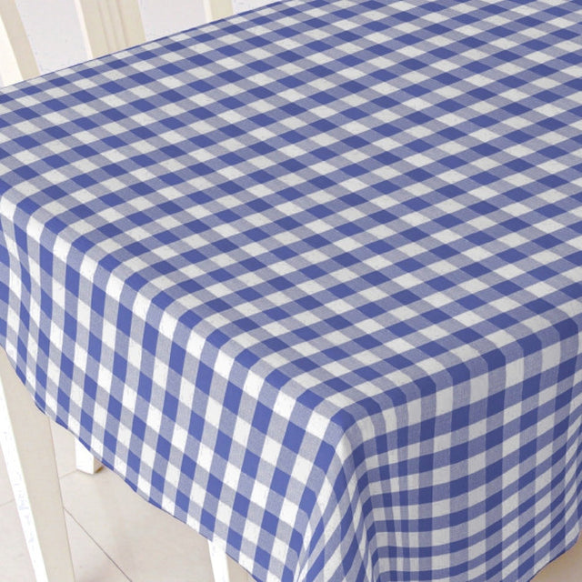 Blau-weiß karierte Wachstuch Tischdecke, 140 cm breit
