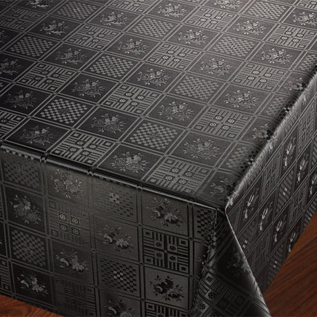 Schwarze Wachstuch Tischdecke mit geprägtem Muster