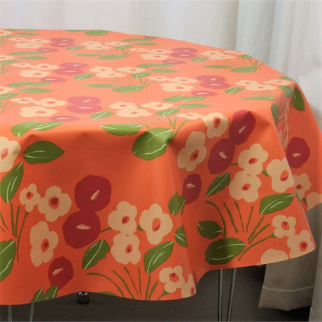 Runde Lola Wachstuch Tischdecke, Bloom Vivid Coral