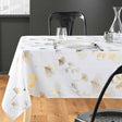 Bloomy Metallic Print - Weiß/Gold - fleckabweisende Weihnachtstischdecke, 150 x 240 cm