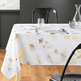 Bloomy Metallic Print - Weiß/Gold - fleckabweisende Weihnachtstischdecke, 150 x 240 cm