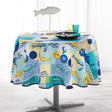 Blue Lagoon Weiß Ø 180 cm, runde Tischdecke mit Fleckschutz