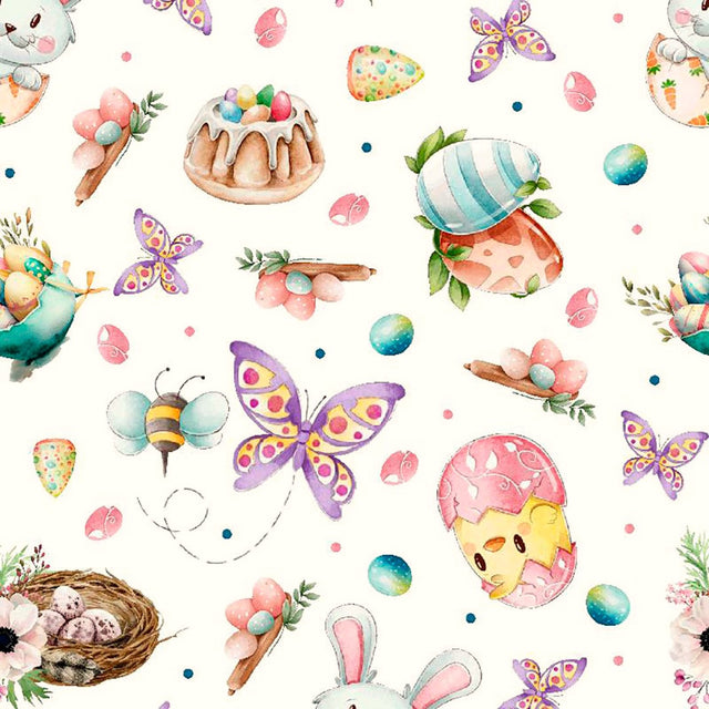 Kinderostern Weiß - Abwaschbare Tischdecke mit Ostermotiven