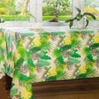 Farnsporen - Wachstuch Tischdecke mit Farnen, Blumen und Kolibris