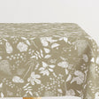 Briulov Welkgrün - Abwaschbare Tischdecke mit weißen Blättern und Blumen
