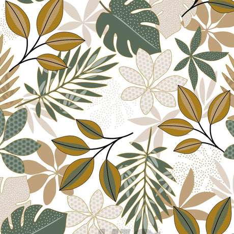 Muster der Bruinelle Green Wachstuch Tischdecke mit Blättermuster in Grün und Beige