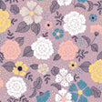 Ein Blumenstrauß Altlila - Wachstuch Tischdecke mit aufgeblühten Blumen