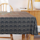 Cannage Schwarz - Abwaschbare Tischdecke mit schönem grafischem Muster, 155 cm breit
