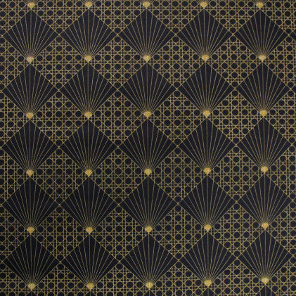 Cannage Schwarz - Abwaschbare Tischdecke mit schönem grafischem Muster, 155 cm breit