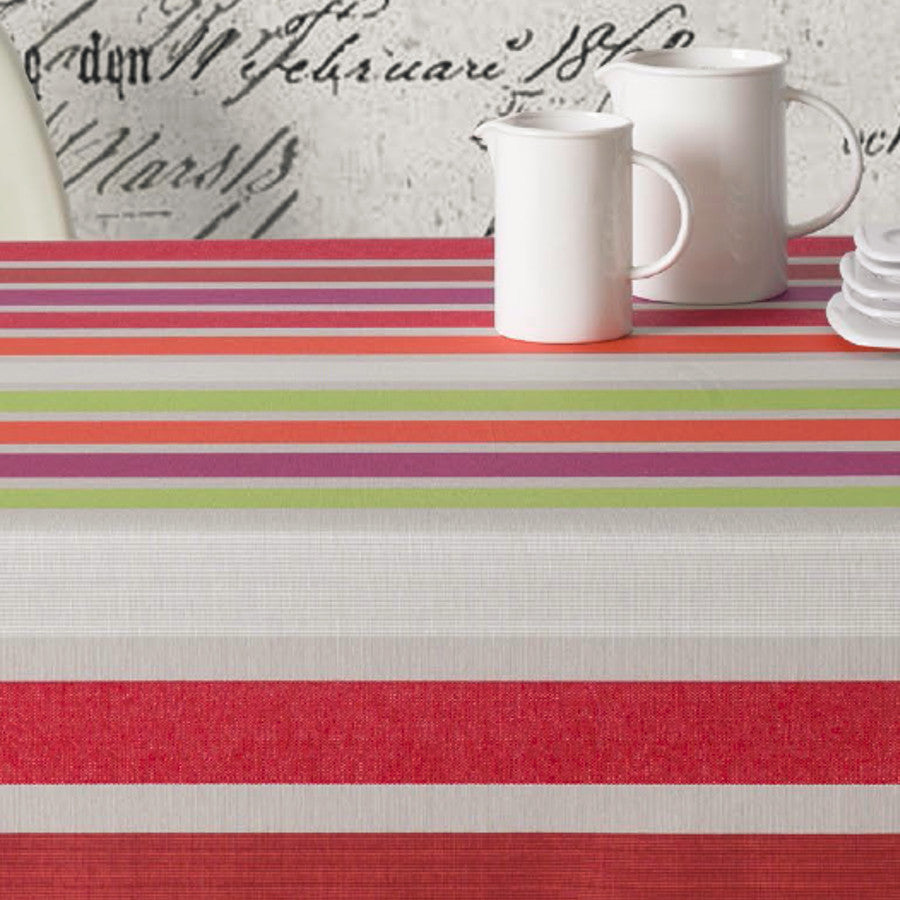 Caravaggio multi, abwaschbare Tischdecke mit Streifen, 180 cm breit