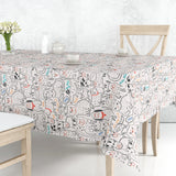 Cats and Dogs - Abwaschbare Tischdecke in Leinenoptik mit Hunden und Katzen
