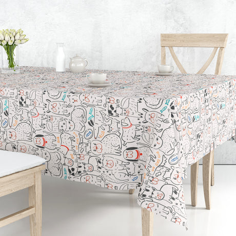 Cats and Dogs - Abwaschbare Tischdecke in Leinenoptik mit Hunden und Katzen