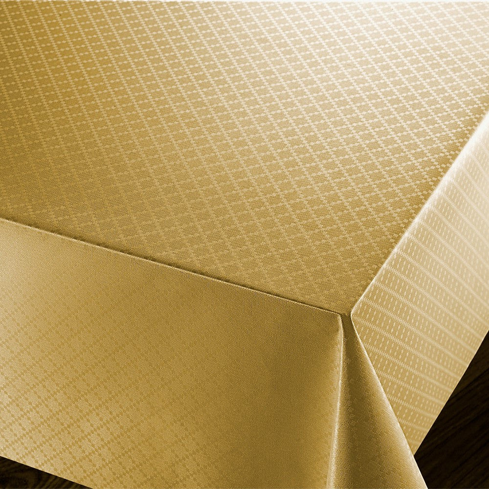 Checkers Gold – Wachstuch Tischdecke mit geprägtem Karomuster