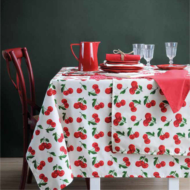 Cherry - Abwaschbare Tischdecke mit Kirschen - 155 cm breit