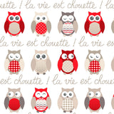 Chouette Rot – Wachstuch Tischdecke mit niedlichen Eulen