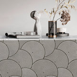 Circles Black/Silver - Wachstuch Tischdecke mit Kreisen in Schwarz und Silber