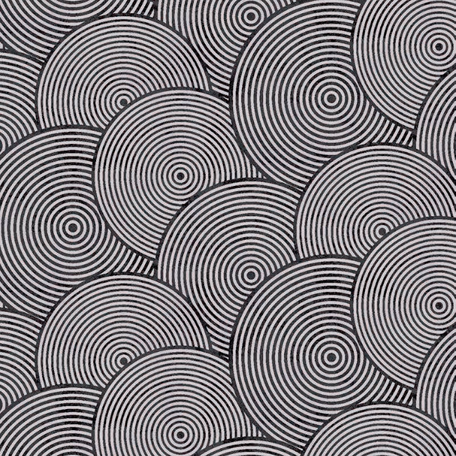 Circles Black/Silver - Wachstuch Tischdecke mit Kreisen in Schwarz und Silber