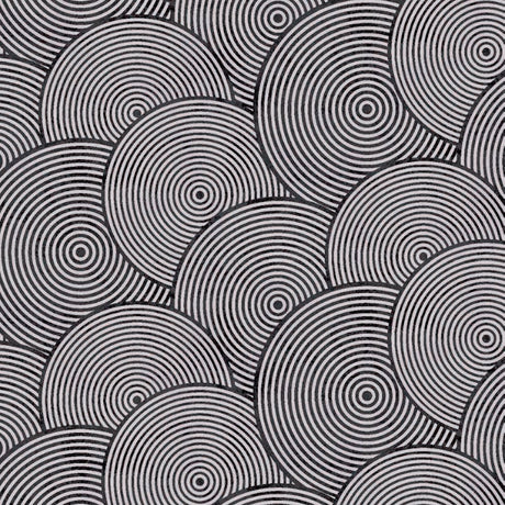 Circles Black/Silver - Wachstuch Tischdecke mit Kreisen in Schwarz und Silber
