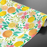 Citrus White - Wachstuch Tischdecke mit Zitronen und Blättern
